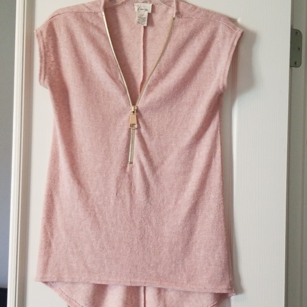 pale pink sweater with zipper size small